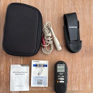 Olympus Black Digital Voice Recorder with Accessories